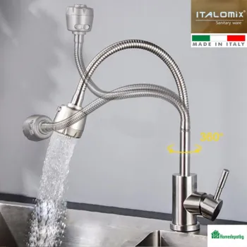 Висококачествена Батерия ITALOMIX JST-W, Самостояща С Гъвкаво Рамо И Душ Функция