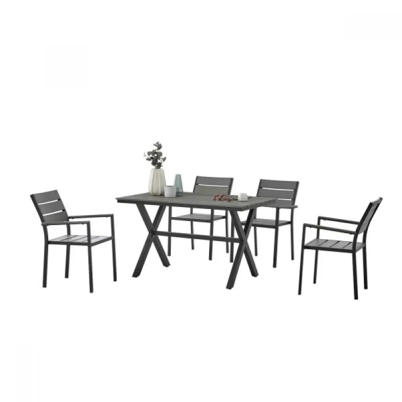 Градинска правоъгълна маса My Garden Polywood, 160 x 90 x 76 см Сивa – Градински мебели | TopZone.bg