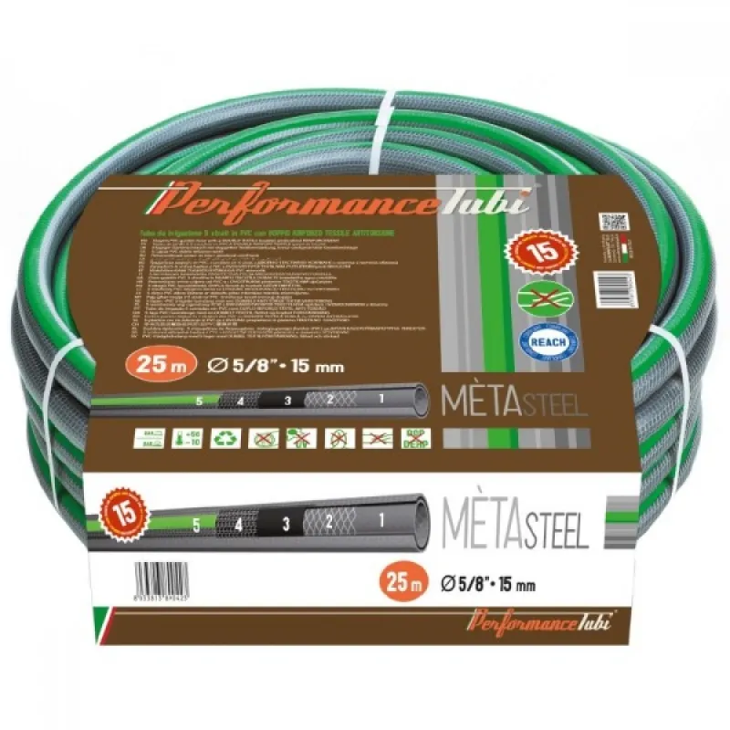 Градински маркуч-Metasteel 3/4 25m /5 слоя,12-36 bar – Градинска техника | TopZone.bg