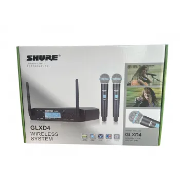 Комплект 2 броя безжични микрофони и UHF приемник с дисплей Shure, GLXD4