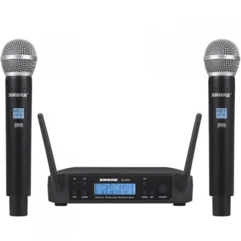 Комплект 2 броя безжични микрофони и UHF приемник с дисплей Shure, GLXD4