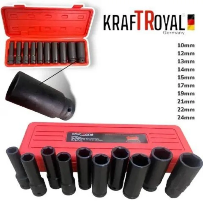 Комплект ударни вложки 10Ч 1/2 10-24мм KRAFTROYAL – Ръчни инструменти | TopZone.bg