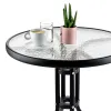 Метална маса със стъклен плот 60x74cm – Градински мебели | TopZone.bg