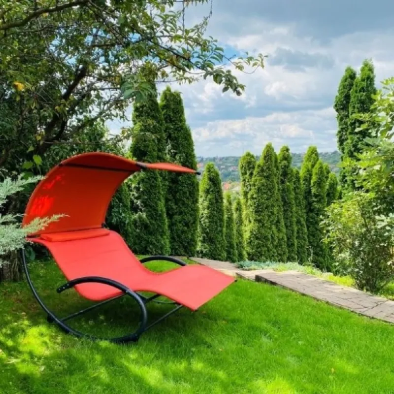 Модерен шезлонг тип легло My Garden Steel Alpha MT030017_terracotta, 200 x 141 x 178 см – Градински мебели | TopZone.bg