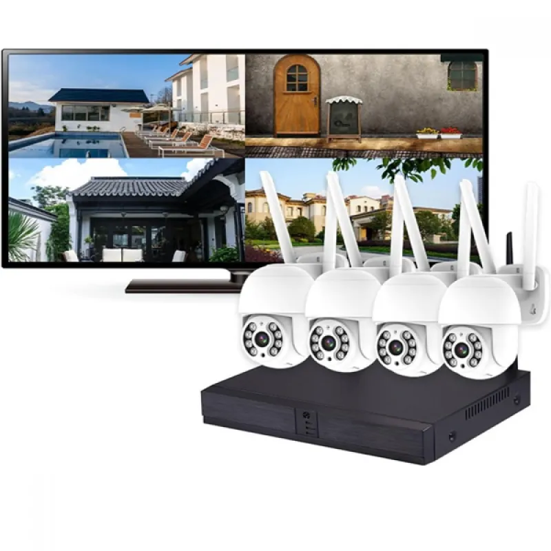 СИСТЕМА ЗА ВЪНШЕН МОНТАЖ С 4 БРОЯ 5MPX WIFI УПРАВЛЯЕМИ КАМЕРИ И 8 КАНАЛЕН DVR – Видеонаблюдение | TopZone.bg