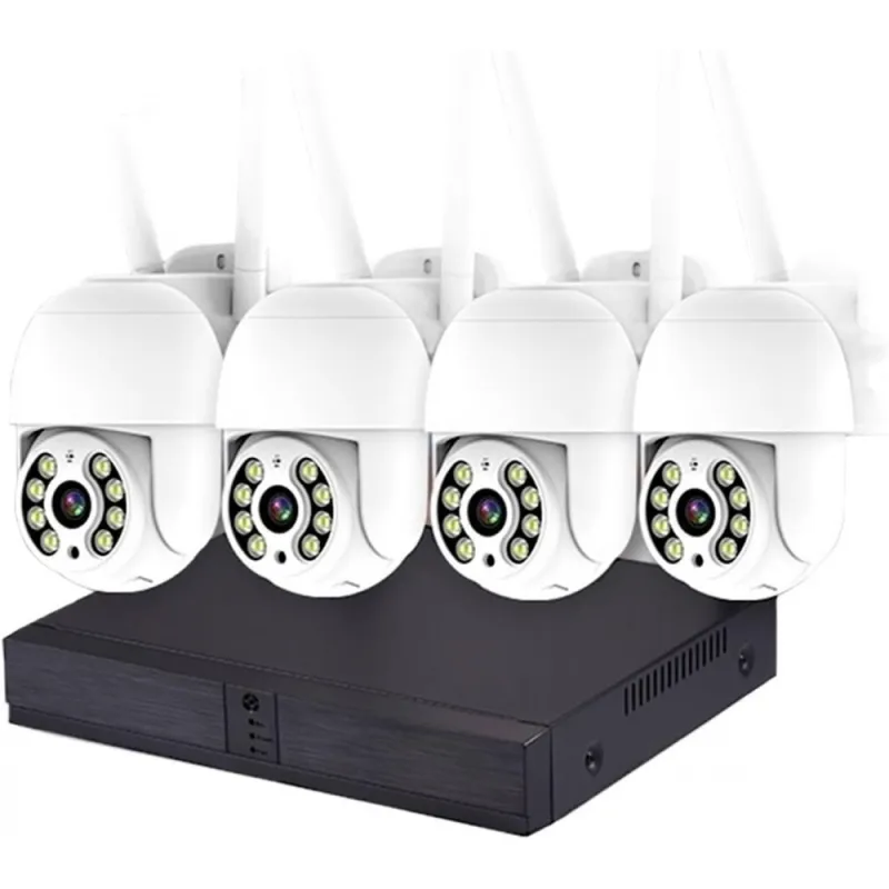СИСТЕМА ЗА ВЪНШЕН МОНТАЖ С 4 БРОЯ 5MPX WIFI УПРАВЛЯЕМИ КАМЕРИ И 8 КАНАЛЕН DVR – Видеонаблюдение | TopZone.bg