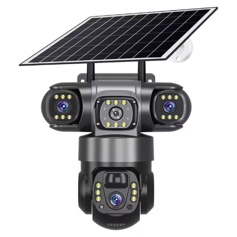 Соларна камера – 6MP Full HD, троен обектив, движение, нощно виждане, двупосочна комуникация, IP66 – Видеонаблюдение | TopZone.bg