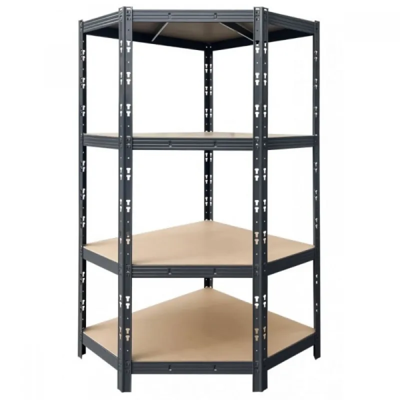 Стелаж метален ъглов Profi Black 1800/900/900/450 4 рафта x400 кг – Стелажи | TopZone.bg