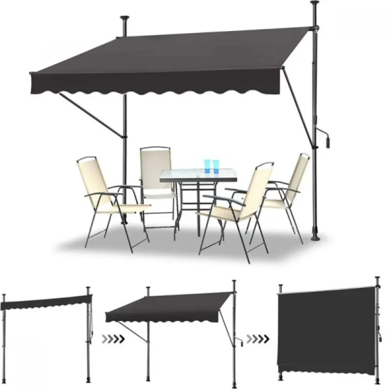 Тента с манивела My Garden WRAW02 тъмно сива, 350x120см – Градински мебели | TopZone.bg