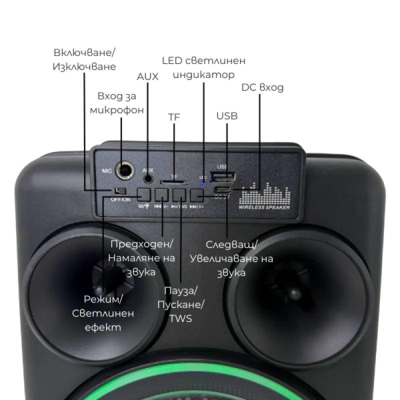 Безжична тонколона 8 BT-8108 с микрофон – Аудио техника | TopZone.bg