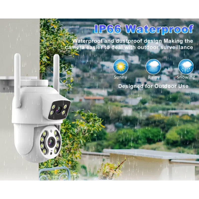 Въртяща Wi-Fi камера за наблюдение с два обектива Jortan – Видеонаблюдение | TopZone.bg