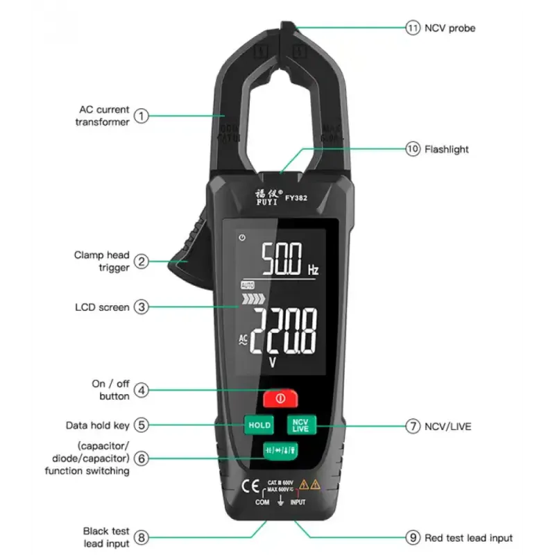 Преносим мултиметър с кламп метър и LCD екран – Измервателни уреди | TopZone.bg