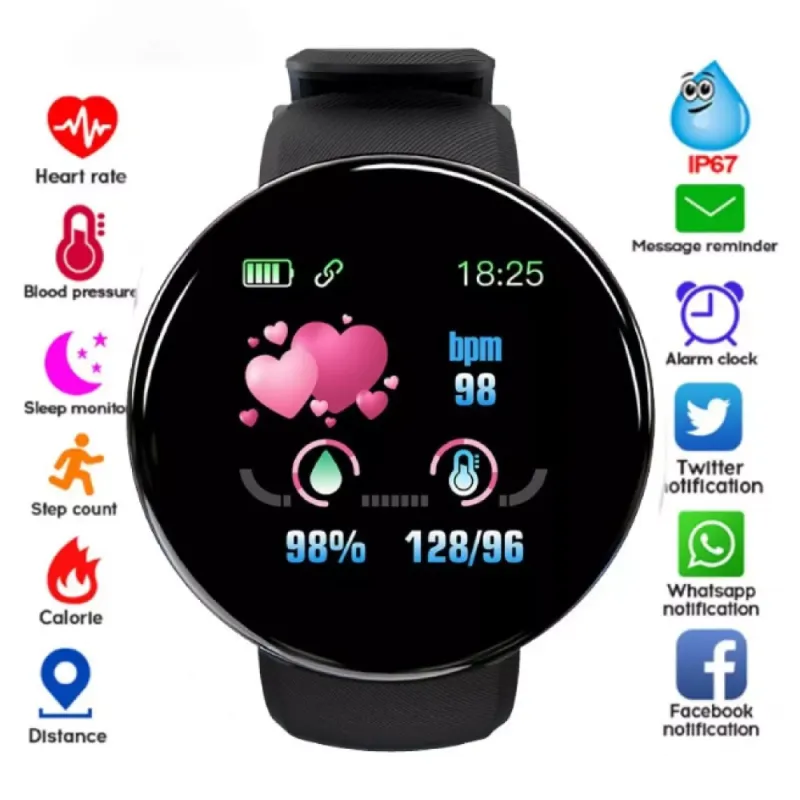 Смарт часовник d18, android, bluetooth, водоустойчив – Смарт часовници | TopZone.bg