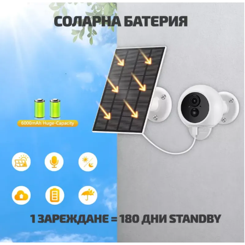 Соларна камера-компактна с 3MP UHD – Видеонаблюдение | TopZone.bg