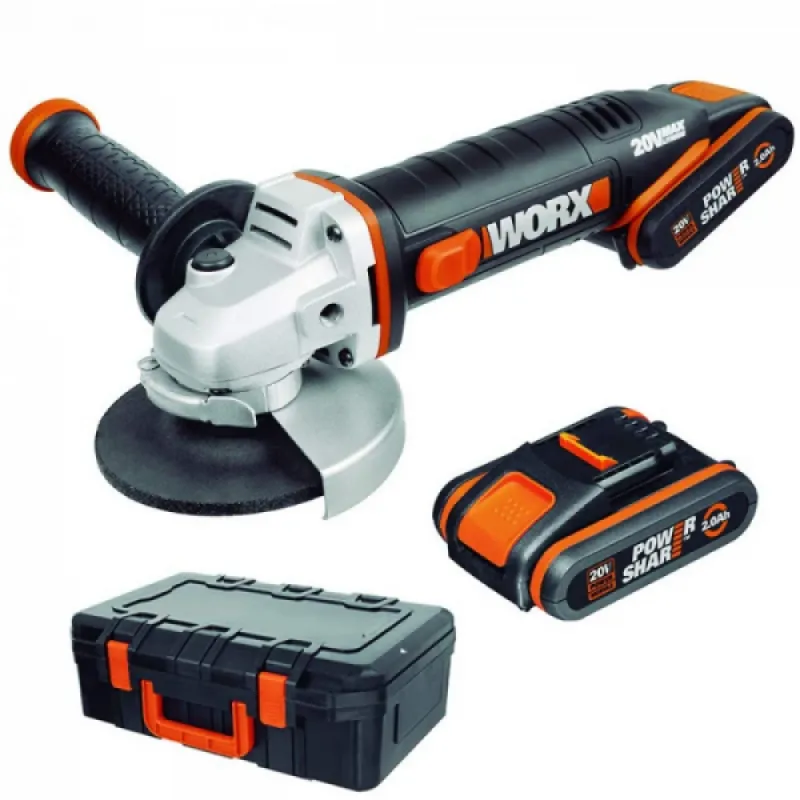 Ъглошлайф акумулаторен Worx WX800 2 х Li-ion 20V 2Ah – Ъглошлайфи | TopZone.bg
